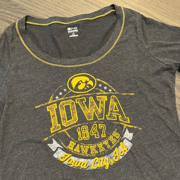 Iowa Hawkeyes Knight Apparel Women's Jersey Raglan T-Shirt - Heather Gray - Smal - Picture 4 of 6